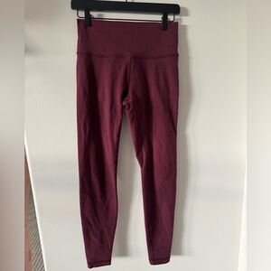 Lululemon Wunder Under Burgundy 28” Leggings; Size 6